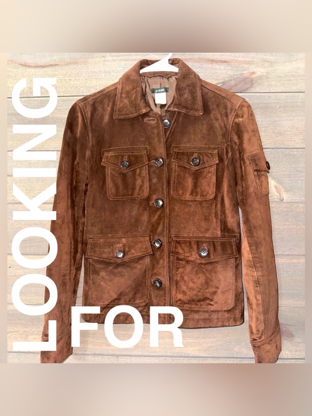 LOOKING FOR J Crew dark brown suede jacket in XS or S